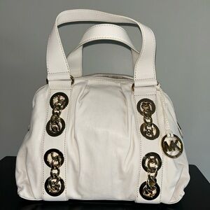 Michael Kors Cream Shoulder Bag with Gold Accents